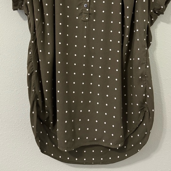 Madewell Central Drapey Popover Shirt in Grid Dot Kale Size Small - Picture 8 of 12